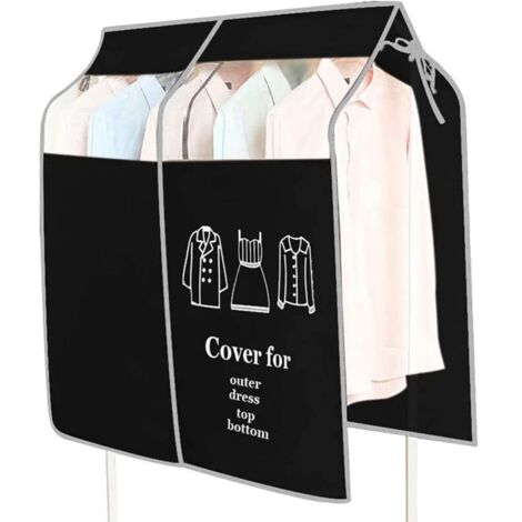 royaluxe -Housse de protection contre la poussière, respirante, 90 x 110 cm, housse à vêtements épaisse, longue, protection contre la poussière et l'humidité, porte-vêtements, fenêtre transparente ave (1/5)