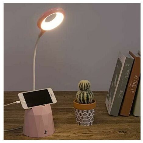 royaluxe -Lampe de Bureau, Lampe de Bureau Led Dimmable, Lampe de Table pour Protéger les Yeux des Enfants avec 3 Modes d'éclairage (rose)