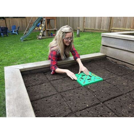 royaluxe -Le kit d'outils de semis de graines de gabarit de jardinage de pied carré est livré avec un gabarit d'espacement de graines à code coul - (1/4)