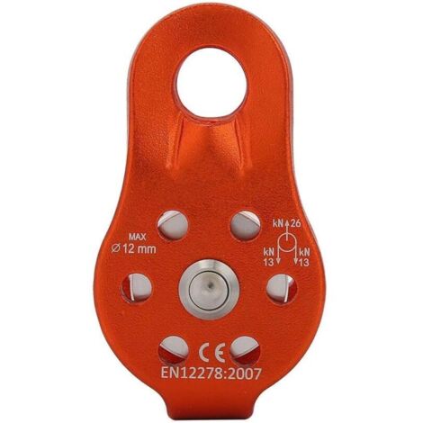royaluxe -Poulie Tyrolienne, 26KN Poulie Escalade en Alliage d'Aluminium Bloc de Poulie à Corde Simple Robuste pour Corde de 12 mm Escalade(Orange)