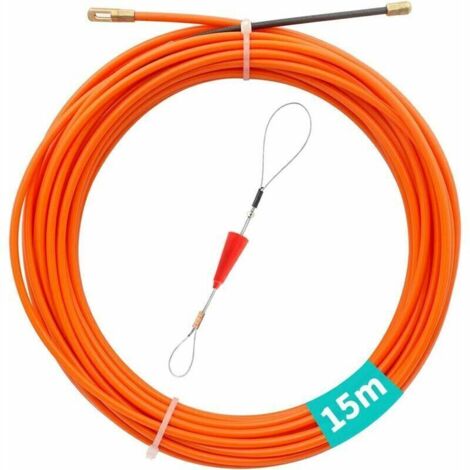 royaluxe -Extract de câble pour électricien 15 m, kit d'installation de câble rétractable de 4,0 mm de diamètre avec guides flexibles, nylon rouge, (1/5)