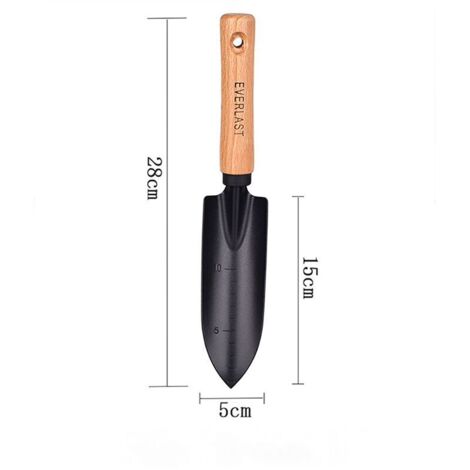 royaluxe -Bois manche en acier inoxydable jardinage transplantation pelle planter des fleurs semis pelle en fer outils de jardinage pelle de jardin pelle à fleurs en acier inoxydable (1/2)