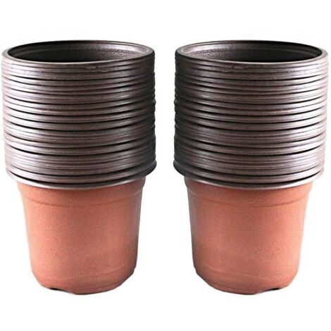 Augshy – 40 Vasi In Plastica Nera Da 10,2 Cm Per Piante Grasse, Talee E Semenzaio - 2