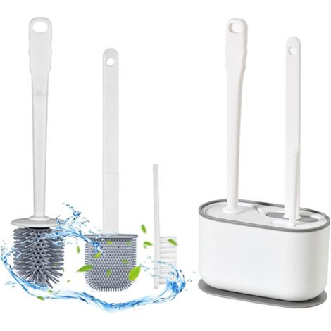 Scopino Per WC Con Supporto, Scopino Per WC In Nylon Ultra Morbido Con Porta Scopino Struttura In Alluminio Parete E Spazio Verticale Nessun Accumulo Di Acqua Colore Nero 86971026