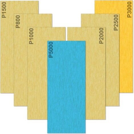 Carta vetrata 5000 3000 2500 2000 1500 1000 800 Grana Carta vetrata a umido e a secco, per lucidare metallo, legno, automobili, 35 fogli da 9 x 3,6 pollici per foglio - RAPANDA (1/5)