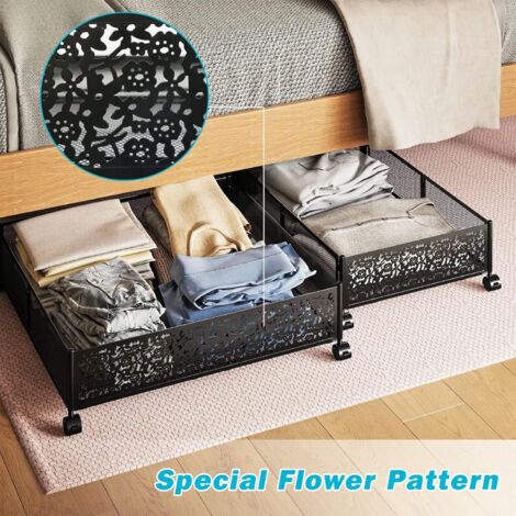 JUPELI Scatola portaoggetti da mettere sotto il letto, con coperchi, pieghevole, da mettere sotto il letto, con maniglia, organizer per cassetti, per vestiti, coperte, scarpe, colore grigio