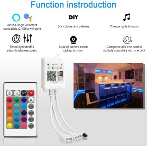 Controller LED RGB WiFi 12V-24V, MINI controller LED con telecomando IR ...