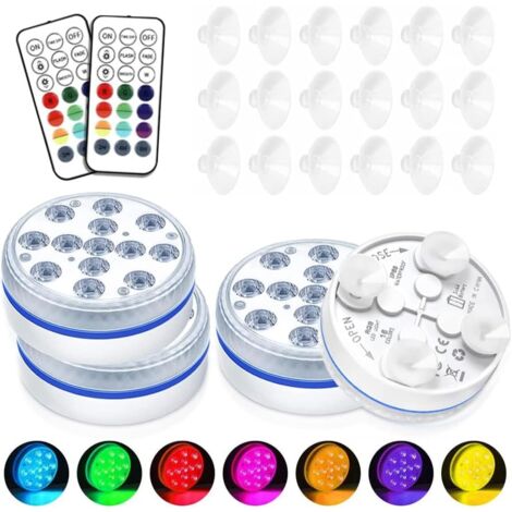 Confezione Da 4 Luci LED Sommergibili Per Piscine Fuori Terra Impermeabili Ip68 Con Telecomando Rf 16 Colori Rgb 87255173