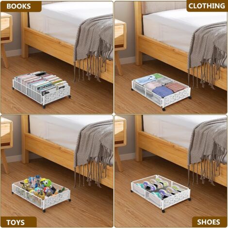 Contenitori Sotto Il Letto Con Ruote E Finestra Trasparente – 80x44,5x17,5 Cm – Per Scarpe, Vestiti, Biancheria - 2