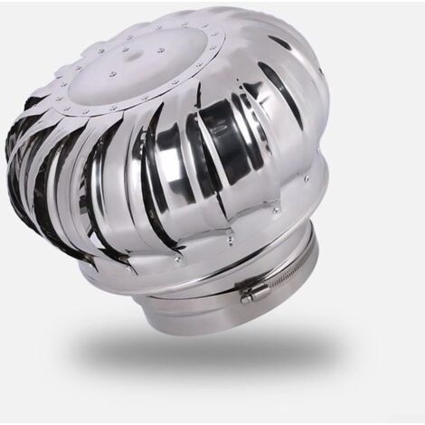 Cappa camino girevole in acciaio inox senza azionamento a sfere e dispositivo di estrazione fumi - Ventilatore antipioggia (Ø 160 mm)