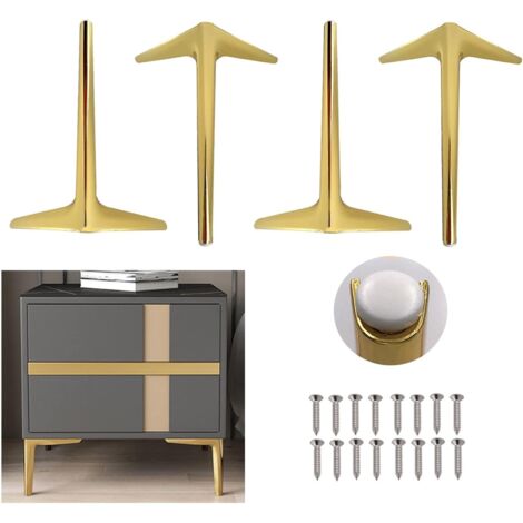 Gambe per mobili in metallo, gambe triangolari per mobili, gambe per tavoli fai da te, gambe per divani in metallo in stile moderno, adatte per divani, mobili, letti, tavoli, sedie, set da 4 (oro, 18 