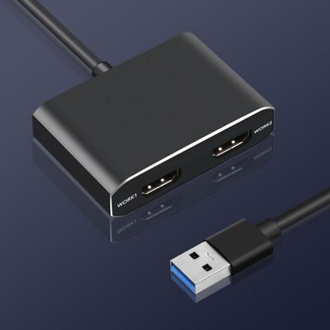 Adattatore da USB 3.0 a HDMI doppio, splitter USB-C 1920 x 1080p Gbps, 2 monitor, display esteso, scheda video e grafica esterna, 4 modalità di visualizzazione, Plug and Play (1/5)