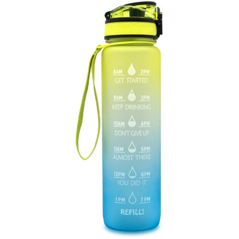 Accessori per bevande, bottiglia d'acqua da 1 litro, borraccia sportiva senza BPA, a prova di perdite, atossica, per palestra, attività all'aperto, ciclismo, scuola e ufficio (giallo-blu) – RAPANDA (1/2)