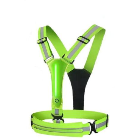 Chaleco reflectante de seguridad LED para correr, recargable por USB, con luces intermitentes, 3 modos de iluminación, soporte para teléfono para corredores, trotar y ciclismo nocturno. (1/5)