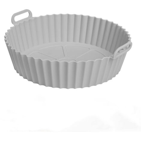 Paquete de 2 revestimientos de silicona para freidora de aire, accesorios de repuesto, revestimientos de papel, cesta universal, accesorios para horno y utensilios de cocina (gris) (1/5)