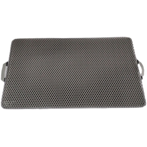 Alfombrilla de EVA de doble capa para arena de gatos, almohadilla lavable para limpiar la caja de arena – 55 x 75 cm, gris (versión plana con asa) – RAPANDA (1/5)