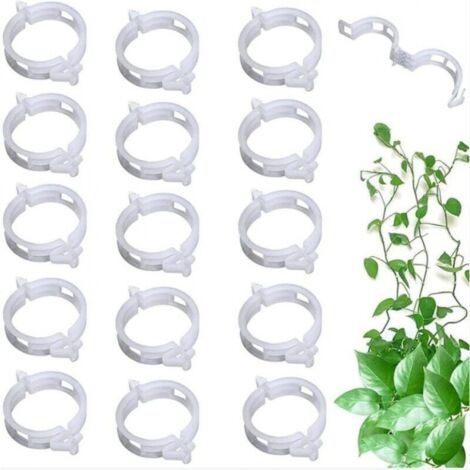 100 clips de support de plantes fermés pour plantes grimpantes, plantes vertes, tomates, vignes, blancs (1/5)