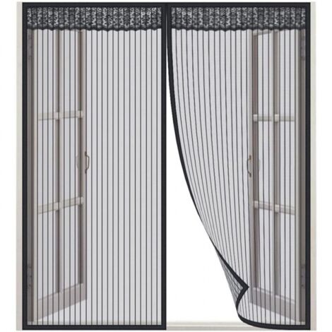 Moustiquaire magnétique pour porte fenêtre 130 x 150 cm, rideau de porte magnétique à fermeture automatique, noir (1/4)