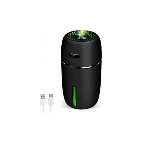 1 humidificateur pour enfants avec deux modes de pulvérisation, silencieux, avec lumières LED 7 couleurs, humidificateur USB portable pour la maison, 200 ml (noir)