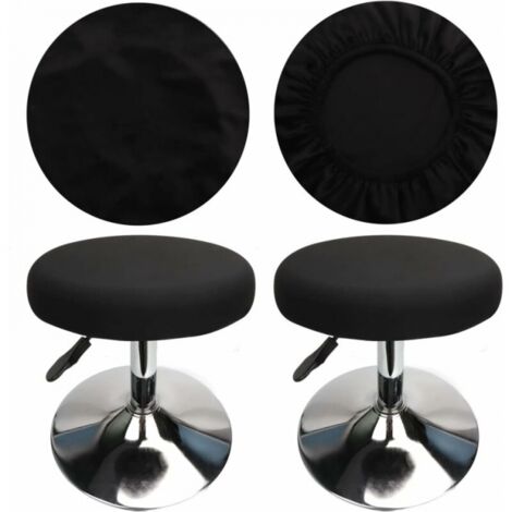 (4 pièces noir) Housse de tabouret ronde housse de tabouret de bar, tissu de luxe, diamètre 28-28 cm, extensible, lavable et anti-poussière (1/4)
