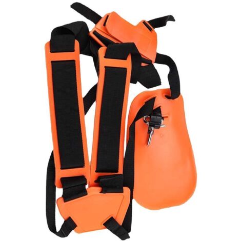 Harnais pour débroussailleuse – Double bandoulière – Harnais pour débroussailleuse – pour débroussailleuse, tronçonneuse et tondeuse à gazon, compatible avec – Orange (1/3)