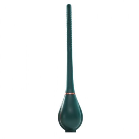 Brosse de toilette plate en silicone, brosse de toilette antibactérienne pour le nettoyage de la salle de bain, verte, brosse de toilette à ouverture et fermeture automatiques (1/3)