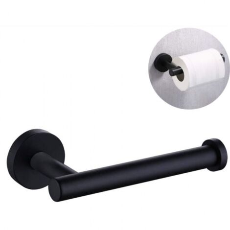 Porte-papier toilette en acier inoxydable, distributeur de papier toilette semi-ouvert, support mural rond pour salle de bain et cuisine, noir (1/4)