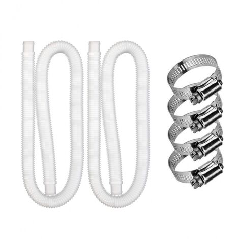 Tuyau de rechange pour piscines hors sol – 2 tuyaux souples pour pompe de filtration avec 4 colliers métalliques (diamètre : 32 mm, longueur : 1,5 m) (1/5)