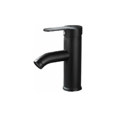 Robinet de lavabo noir mat - mitigeur eau chaude/froide - robinet rond noir en acier inoxydable (1/3)