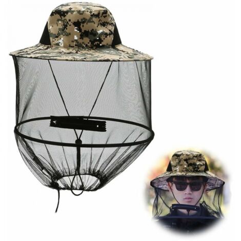 Chapeau d'apiculteur anti-moustique pliable, matériel de pêche pour la pêche en plein air, la randonnée, le jardinage, camouflage (1/4)