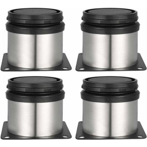 Lot de 4 pieds de meuble, 4 pieds réglables, hauteur 50 mm, pieds de meuble épais, acier inoxydable brossé, hauteur réglable 0-15 mm (1/4)