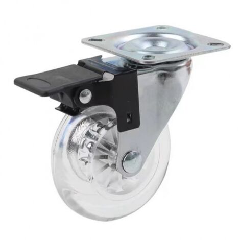 Lot de 4 roulettes transparentes avec platine à visser, diamètre 50 mm, acier et plastique (1/4)