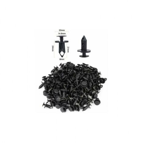Lot de 120 rivets de fixation en plastique pour voiture, noirs, trou de 8 mm, rivets simples en plastique (1/3)