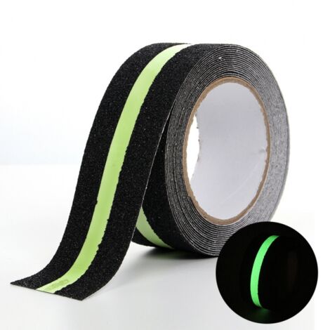 1 pièce de ruban adhésif antidérapant 5 m x 5 cm avec film lumineux, ruban de sécurité phosphorescent pour escaliers, échelles, sols glissants (1/4)