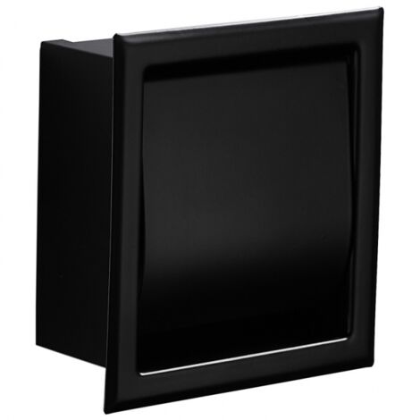 Porte-papier toilette intégré en acier inoxydable noir mat, porte-rouleau de papier toilette mural (1/4)
