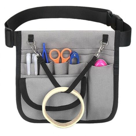 Sac à outils d'infirmière, une poche à rabat, avec ceinture réglable (gris) (1/4)