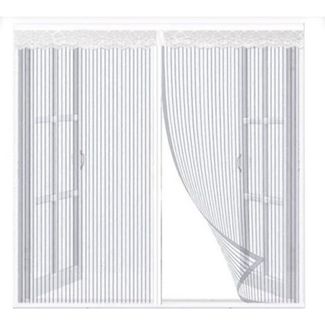 Moustiquaire magnétique pour porte fenêtre 130x150CM blanc - rideau de fenêtre magnétique à fermeture automatique (1/5)