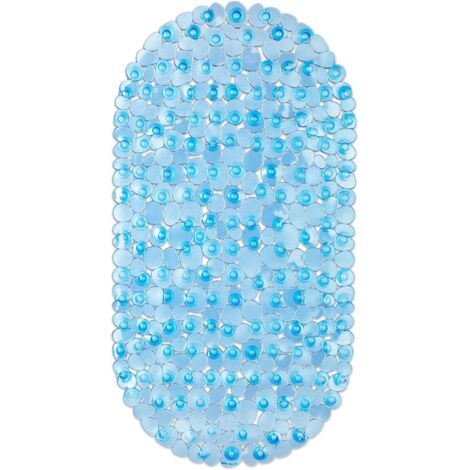 Tapis de bain aspect rock, 66 x 36 cm, lavable, antidérapant, avec ventouse, bleu (1/4)