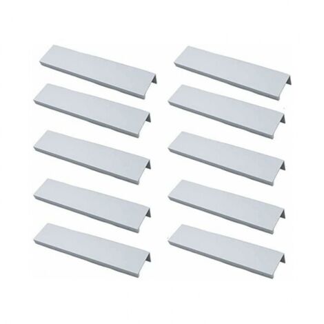Poignée de meuble de cuisine à 10 profils – Poignée invisible, poignée de meuble brossée, poignée de meuble en alliage d'aluminium argenté, entraxe 96 mm (1/4)