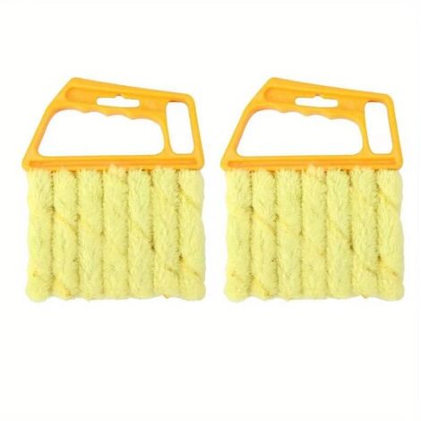 2 brosses de nettoyage en verre jaunes, brosse de dépoussiérage pour les sorties de climatisation, brosse de nettoyage pour aspirateur, lavable (1/4)