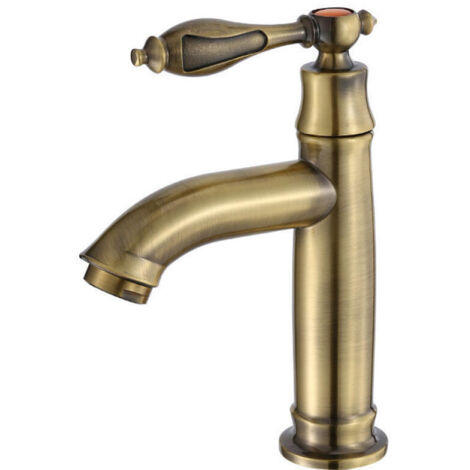 Robinet de lavabo rétro à levier unique en laiton et bronze, robinet d'eau froide simple (1/4)
