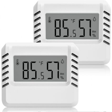 Thermomètre hygromètre numérique, lot de 2 mini thermomètres d'intérieur, grand écran LCD, portable, enregistrement min/max, (1/4)