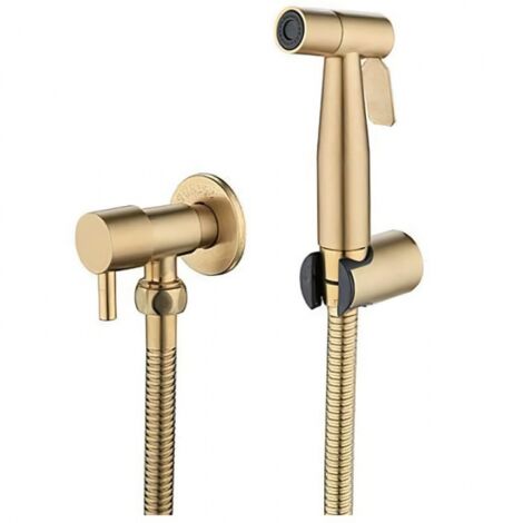 Ensemble WC trois pièces avec douche d'angle en or brossé, buse de rappel adaptée à la douche