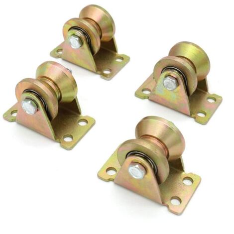 Lot de 4 Roues colorées à rainure en forme de V, rouleaux de porte coulissante, utilisées pour les portes coulissantes, les chariots mécaniques et les établis mobiles 32×57×40mm (1/5)