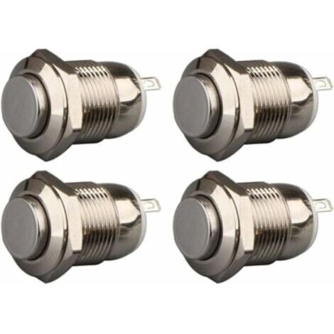 Quatre interrupteurs à bouton-poussoir étanches autobloquants en acier inoxydable de 12 mm 3 A 12 V/24 V/125 V/250 V CA (tête haute) (1/4)