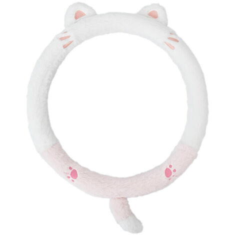 (Chat) Housse de volant en peluche pour voiture, housse de volant universelle 15 pouces (38 cm), protection de volant de voiture, housse de volant de voiture, housse de volant en peluche (1/5)