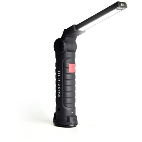 Lampe de travail LED rechargeable, 800 lumens, base magnétique, 5 modes (idéale pour le garage, le camping, les urgences, lampe de travail LED). (1/4)
