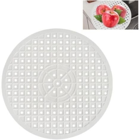 Tapis de lavabo en silicone pliable et antidérapant, tapis de lavabo rond de 30,6 cm, tapis de protection pour lavabo de cuisine avec motif en nid d'abeille (rond blanc) (1/4)