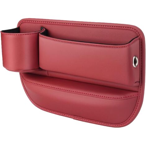 (Siège conducteur) Sac de rangement latéral pour siège auto, sac de rangement pour voiture avec porte-gobelet, sac de rangement pour siège - rouge vin (1/4)