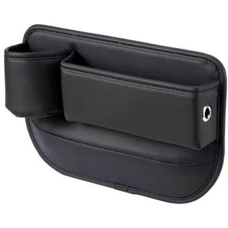 (Siège conducteur) Sac de rangement latéral pour siège auto, sac de rangement pour voiture avec porte-gobelet, sac de rangement pour siège - noir (1/4)